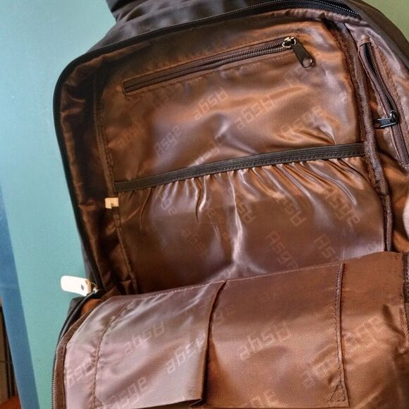 Asge Brand Black and White Roomy Backpack  School College Work Commute Shopping - Picture 3 of 14